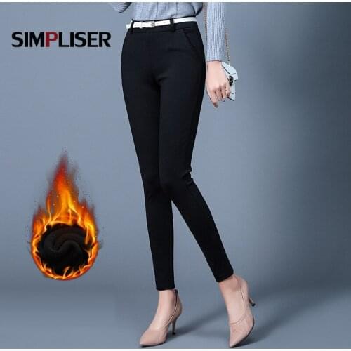 Suit Pants Women 2019 Black Formal Office Work Trousers Plus Size 4xl Femme Pantalon OL Ladies Pencil Pant Pantalon Mujer Winter