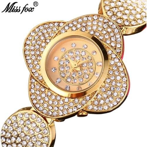 MISSFOX Miss Fox Quartz Watch Women 2018 Fashion Gold Ladies Watches Top Brand Luxury Wrist Watches For Women Steel Reloj Mujer