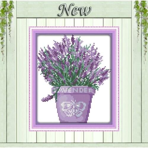 Lavender plants flower Paintings Decor Counted Printing on fabric DMC 14CT 11CT DIY Cross Stitch Needlework Kits Embroidery Sets