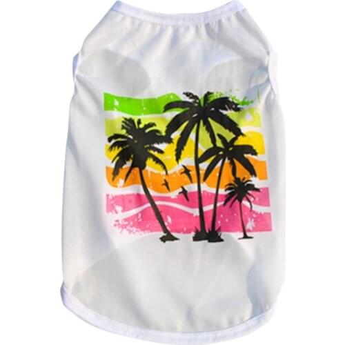 Summer Dog Clothes Coconut Tree Printed Puppy T-Shirt Soft And Breathable Dog Cat Vest Coat Pet Apparel Clothing For Cat