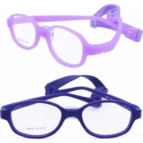 Hotsales 937 little kid environmental TR90 bendable safety baby optical myopia eyeglass with adjustable strap and soft nose pad