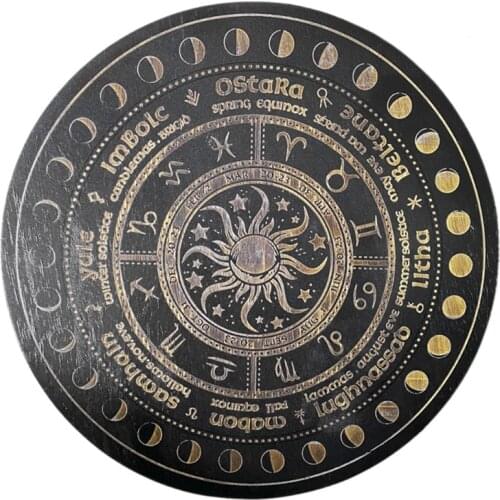 Crystal Energy Disk Witch Divination Pendulum Board Annual Ring Oak Carving Astrolabe Altar Pendulum Prayer Ritual Props