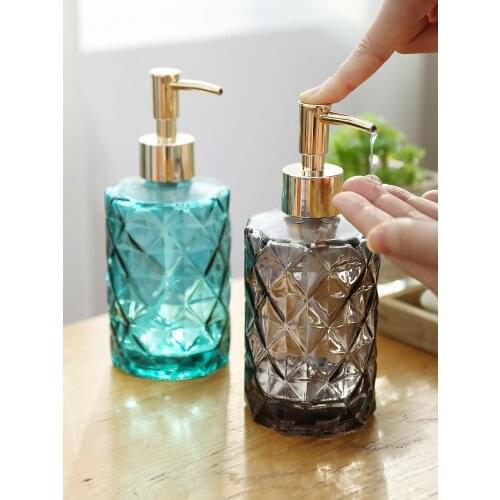Fashion Stained Carved Glass Liquid Soap Dispenser Bathroom Sanitizer Bottle Hand Pump Emulsion Shampoo Bath Shower Gel Press