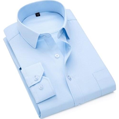 New Style 2018 mens work shirts Brand Long sleeve striped /twill men dress shirts white male shirts 4xl 3 colors
