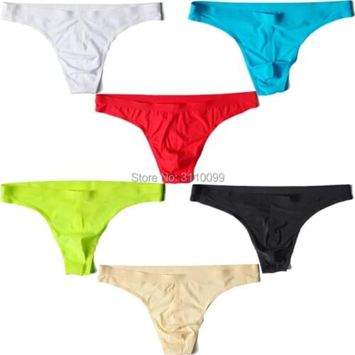 Mens Super Thin ice silk seamless panties thong Men fresh and cool Bodysuit Underwear Sheer Thongs male underwear jockstrap