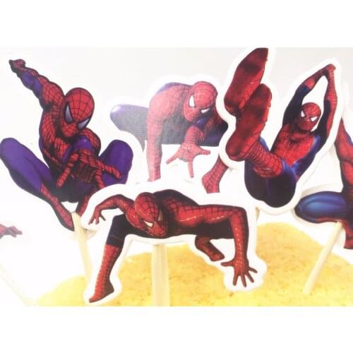 24pcs Super Hero Spiderman Cupcake Topper Picks Boy Baby Children Party Decoration Kids Birthday Party Decoration Supplies