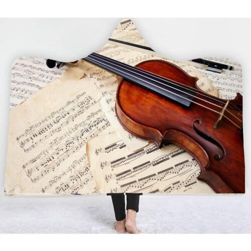 BeddingOutlet Fire And Water Hooded Blanket 3D Guitar Sherpa Fleece Wearable Blanket Adults Musical Instrument Throw Blanket