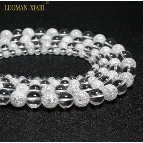 Wholesale Snow Cracked & White Crystal between each other Natural Stone Beads For Jewelry Making DIY Bracelet Necklace 6-14mm