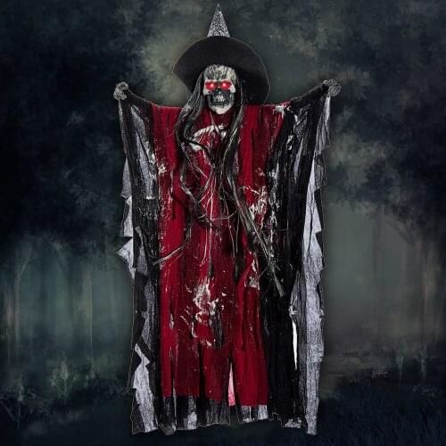 Halloween Hang Ghost Resin Electric Skull Bar Skeleton Prop Decoration Door Welcome Room Escape Props Halloween Ghost Voice