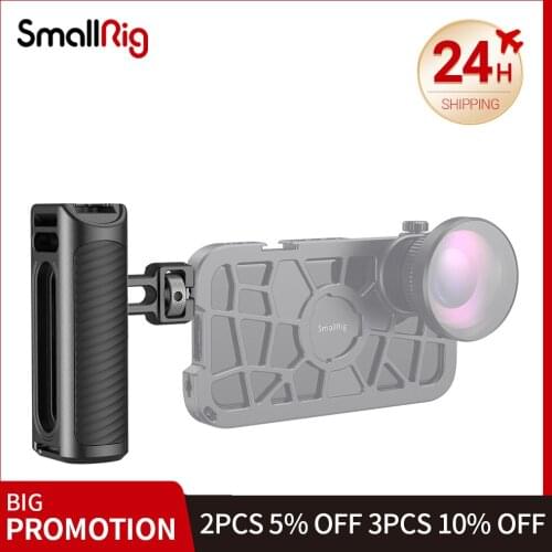 SmallRig Aluminum Side Handle for Smartphone Cage Vlogging Accessories Rig w/ Cold Shoe Mount for Microphone DIY Attachment 2424