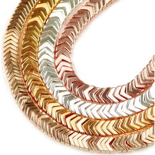 HGKLBB Arrows shape Black Hematite Gold Silvers Natural Stone Spacer Loose Beads For Jewelry Making Diy bracelets Necklace 7mm