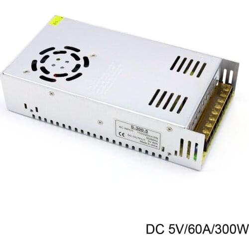 AC Input 110/220V by switch to DC Constant 5V 60A 300W Led Display Professional Transformer Power Supply