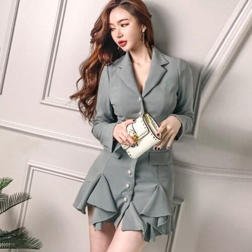 ZAWFL Pearl Single-breasted Buttons Long Sleeve Solid Color Mini Dress Vintage Women Mermaid Bodycon Dresses