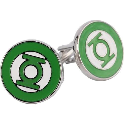 Green Lantern Cufflink High Quality Hot Sale Steel Fashion Cuff Links Wedding Mens Custom Enamel Cufflinks