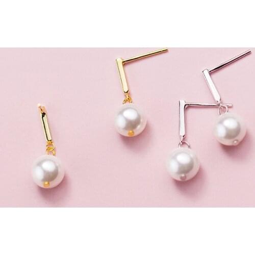 MloveAcc Classic Style Pearls Earrings for Women Pure 925 Sterling Silver Elegant Drop Earrings Female Brincos Best Gift