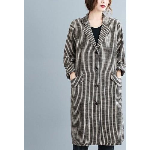Autumn Plus Size Blazer Women Striped Casual Long Sleeve Single-Breasted Suit Jacket Ladies Loose Korean Wild Windbreaker H1516