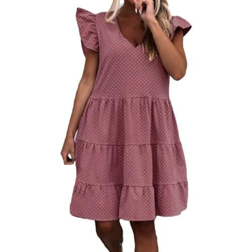Summer Dress Women Dresses Polka Dot Ruffles Sexy Puff Sleeve Loose short sleeve summer dress casual womens dresses Streetwear