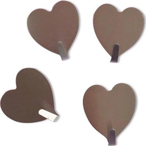 1PC Convenient Hook Wall Stainless Steel Heart Shape Romantic Adhesive Silver Color Kitchen Clean Children Room Door Hot Sell