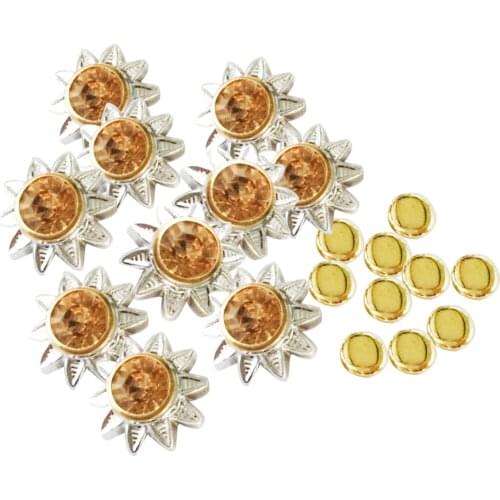 10 Sets Rhinestone Rivets Flower Rivets Studs For DIY Finding Accessories