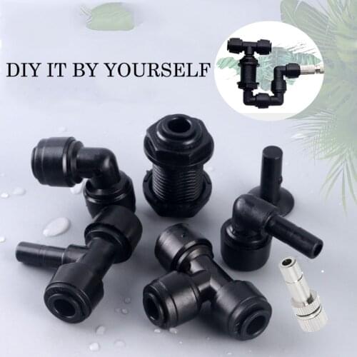 10 Pcs Garden Irrigation System 1/4" Interface Slip-Lock Elbow Straight Adapter End Plug Water Pipe Joint For Pet cooling