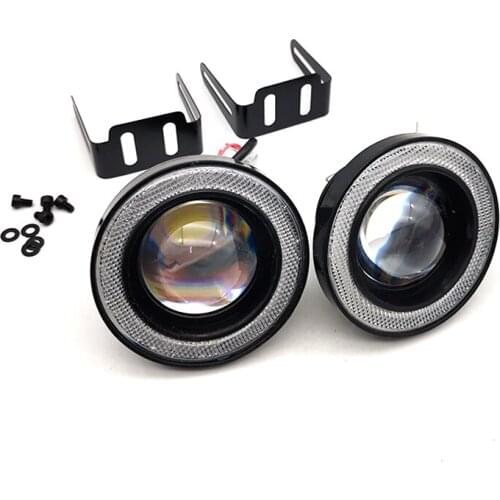 2pcs 3.5" Inch COB LED Fog Light Projector Car Blue Angel Eyes Halo Ring DRL Lamp Headlight