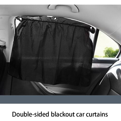 2PCS Car Shade Car Block Curtains Rear Side Window Curtain Suction Cup With Storage Bag Car Curtain Windshield Sunshade