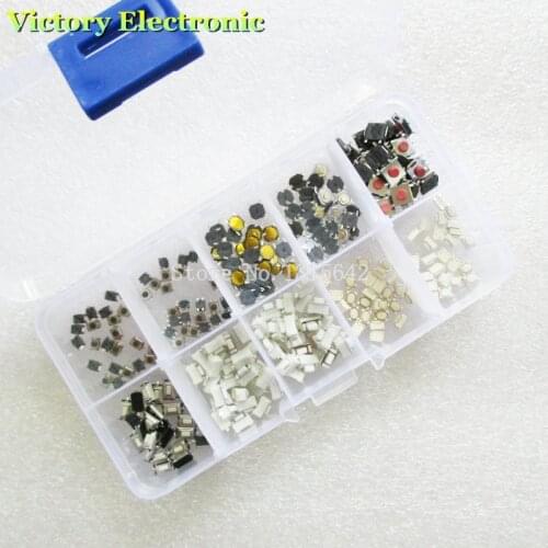250PCS/Lot 10 models 250 pcs SMD Tactile Switch In Box Micro Switch Car remote control button switches