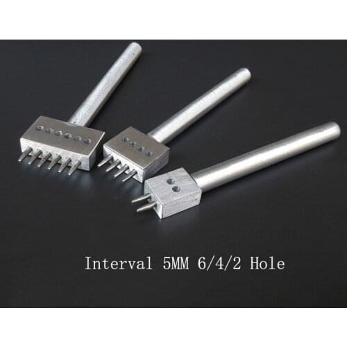 3 Pcs / Set 2/4/6 Hole 5MM Leather Craft Tools Punch Perforated Round Row DIY Handmade Stitching Spacing Accessories Punch kit