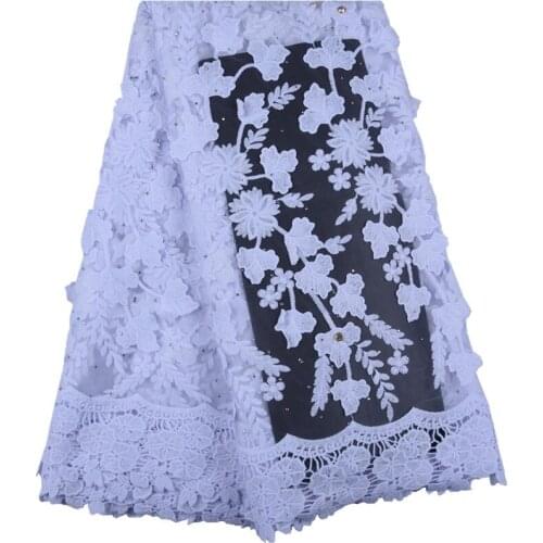African Lace High Quality Pure white Embroidered Tulle Lace Fabric 2019 French Latest Flowers Tulle Lace Fabric for wedding