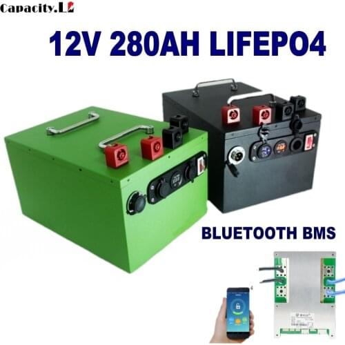 12v 280ah lifepo4 battery pack lithium iron phosphate rechargeable with Bluetooth BMS for RV solar Outdoor Camping and motor