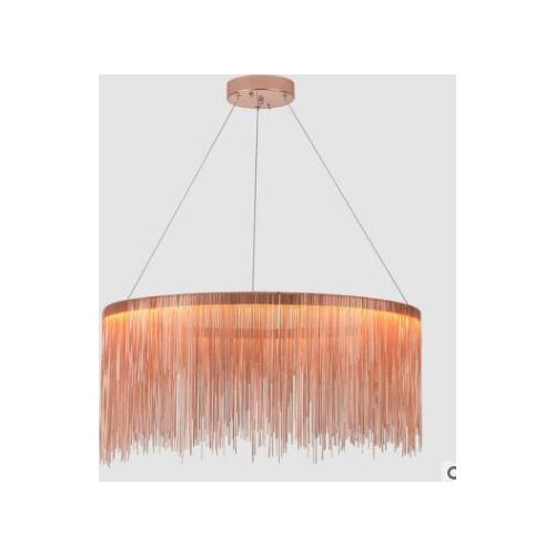 Postmodern tassel chandelier aluminum chain lamp Nordic long striped house living room art round LED chandelier lighting fixture