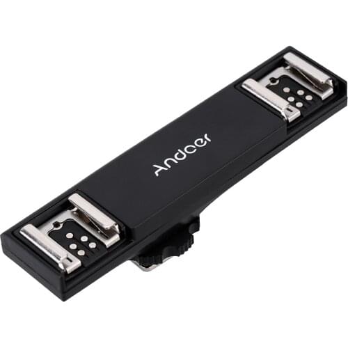 Andoer Dual Hot Shoe Flash Speedlite Light Bracket Splitter for Canon 7DII 70D 5DR 5DRS 5DIII 6D DSLR Camera Camcorder
