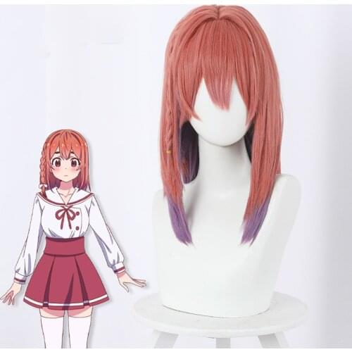 Rent A Girlfriend Sakurasawa Sumi Pink Purple Mixed Cosplay Heat Resistant Synthetic Hair Carnival Halloween Party + Wig Cap