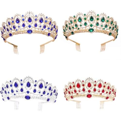 Baroque Crystal Rhinestong Crown Bride Tiaras Wedding Hair Accessories Headpiece Queen Tiara And Crown Bridal Hair Jewelry Gift