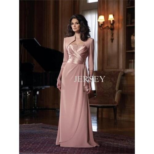 Free shipping 2016 customized Plus size vestidos formales long-sleeve design chiffon Mother of the Bride Dresses with jacket