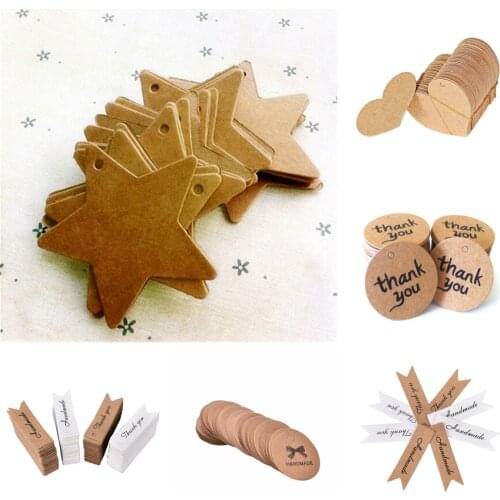 50pcs DIY Hang Tag Kraft Paper Tags Head Label Luggage Wedding Party Blank Price Tag Kraft Gift