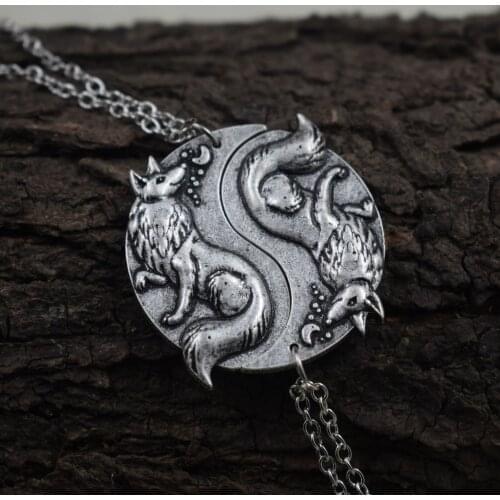 Black White Fox Yin Yang Neckalce His And Her Romantic Couple Pendant Necklace 2piece Necklace Gift For Couple Best Friend