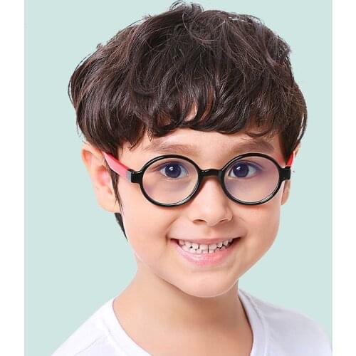 Anti blue Light Kids silicone Glasses Children round flat Optical Frame Eyeware Boy Girls Computer Transparent Eyeglasses UV400