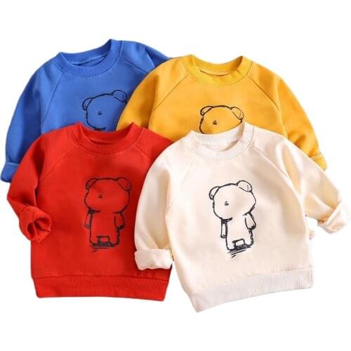 Childrens Hoodies Sweatshirts Boy Girl Fashion Tshirt Cotton Pullover Tops For Spring Autumn Solid Unisex Baby Kids Clothes