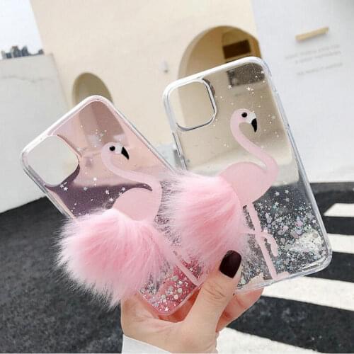 For iPhone 12 mini 11 Pro Max Flamingo Series Bling Case For iPhone X XS Mas 7 8 Plus XR