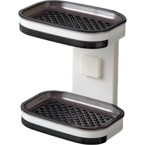 Double Layer Wall Mounted Soap Dishes Box Drain Sponge Holder Shampoo Storage Rack For Bathroom Accessories Toiletries Organizer