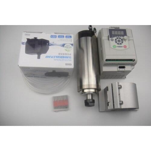 ER20 diameter 80mm 220V 24000rpm 2.2KW water cooling spindle+2.2KW inverter +water pump+water pipe+spindle support+ bits