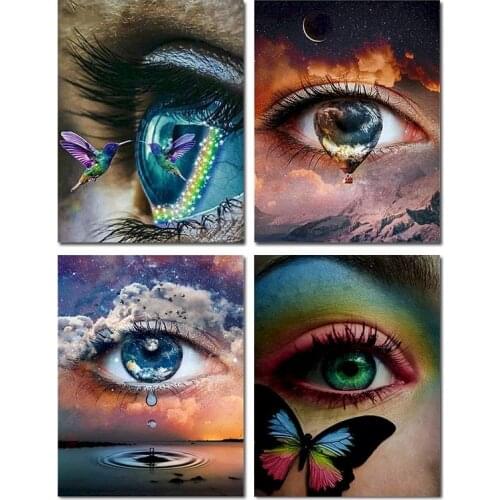 GATYZTORY Painting By Numbers Scenery DIY Oil Coloring By Numbers Eyes Landscape Canvas Paint Art Pictures Home Decor