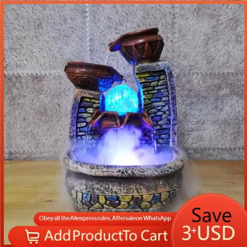 Indoor WaterFalls Fengshui Flowing Water Fountain Air Humidity Meditation Helps Rustic Vintage Home Decor Fairy Garden