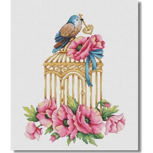 Little Pirate Counted Cross Stitch Kit Cross stitch RS cotton with cross stitch Lobster and beer Bird Cage Flowers (I)