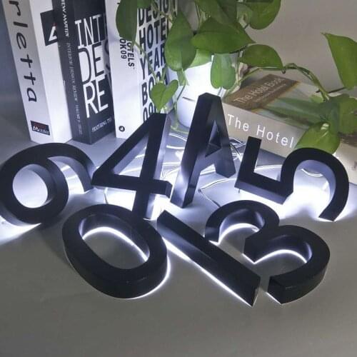 Waterproof Metal 3D Led Numbers House Sign Light Outdoor Home Hotel Door Plates Stainless Steel Illumilous Lettre Sign Address