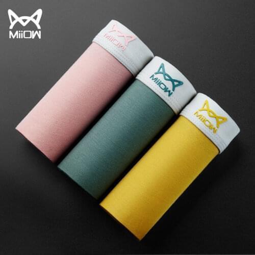 MiiOW Genuine Underwear Mens Boxer Shorts Student Trend Personality Modal Cotton Antibacterial Crotch Boys Boxer Shorts