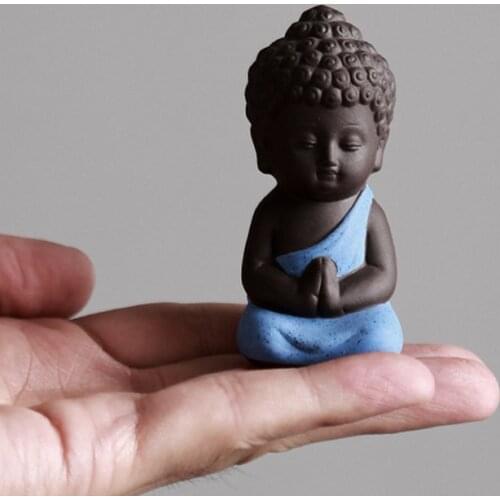 Mini Meditation Chinese Buddhism Zen Monks Buddhism Small Statues Little Monk Miniature Buddha Statues Clay Litlle Home Decor