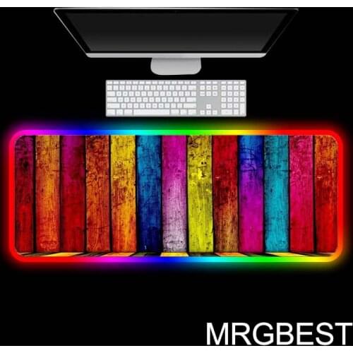 MRGBEST Color wooden board texture Gaming RGB Large Anime Mouse Pad Mat Computer pad Led Backlight Keyboard Desk