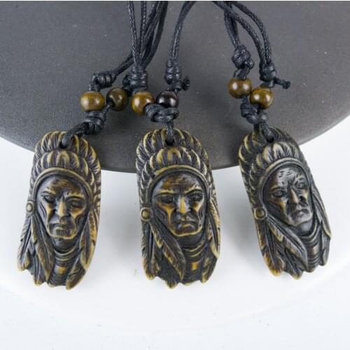 Ancients Pendants for man limitation Yak Bone Material Bone Art Necklace Pendant Vintage Mens adjustable Rope Necklaces #GZ319